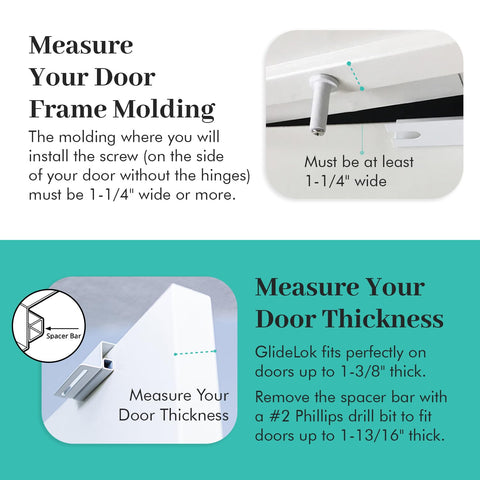 Predictable Solutions GlideLok resting on top of door deters tampering by kids.