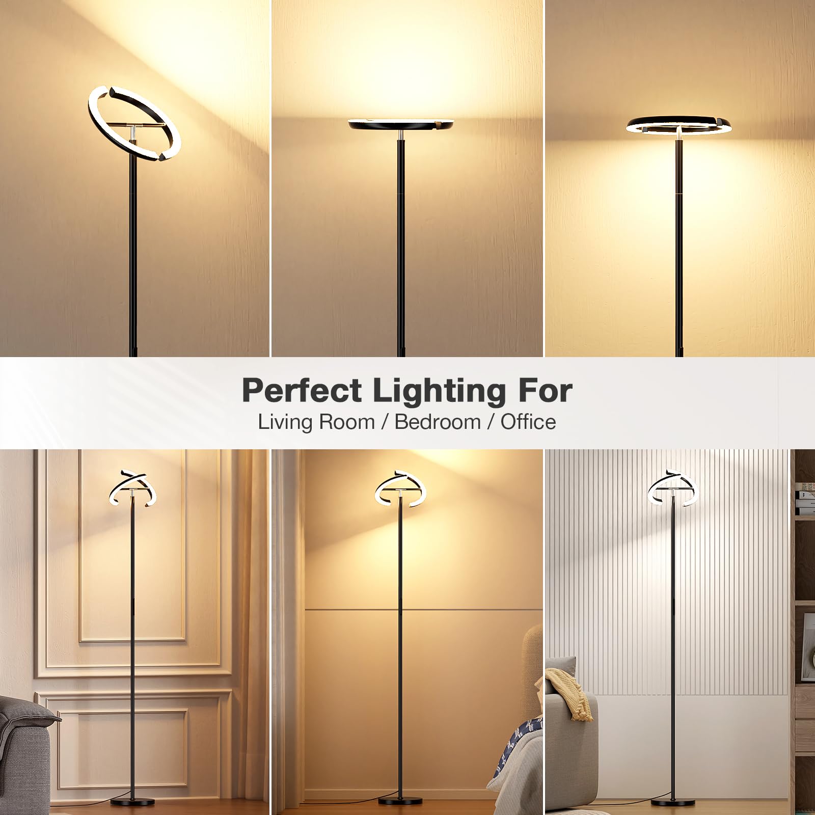 PreeOtti torchiere offers stepless dimming for precise mood lighting.