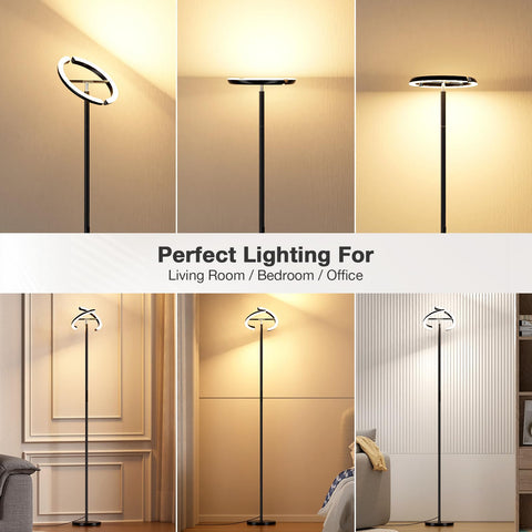 PreeOtti torchiere offers stepless dimming for precise mood lighting.