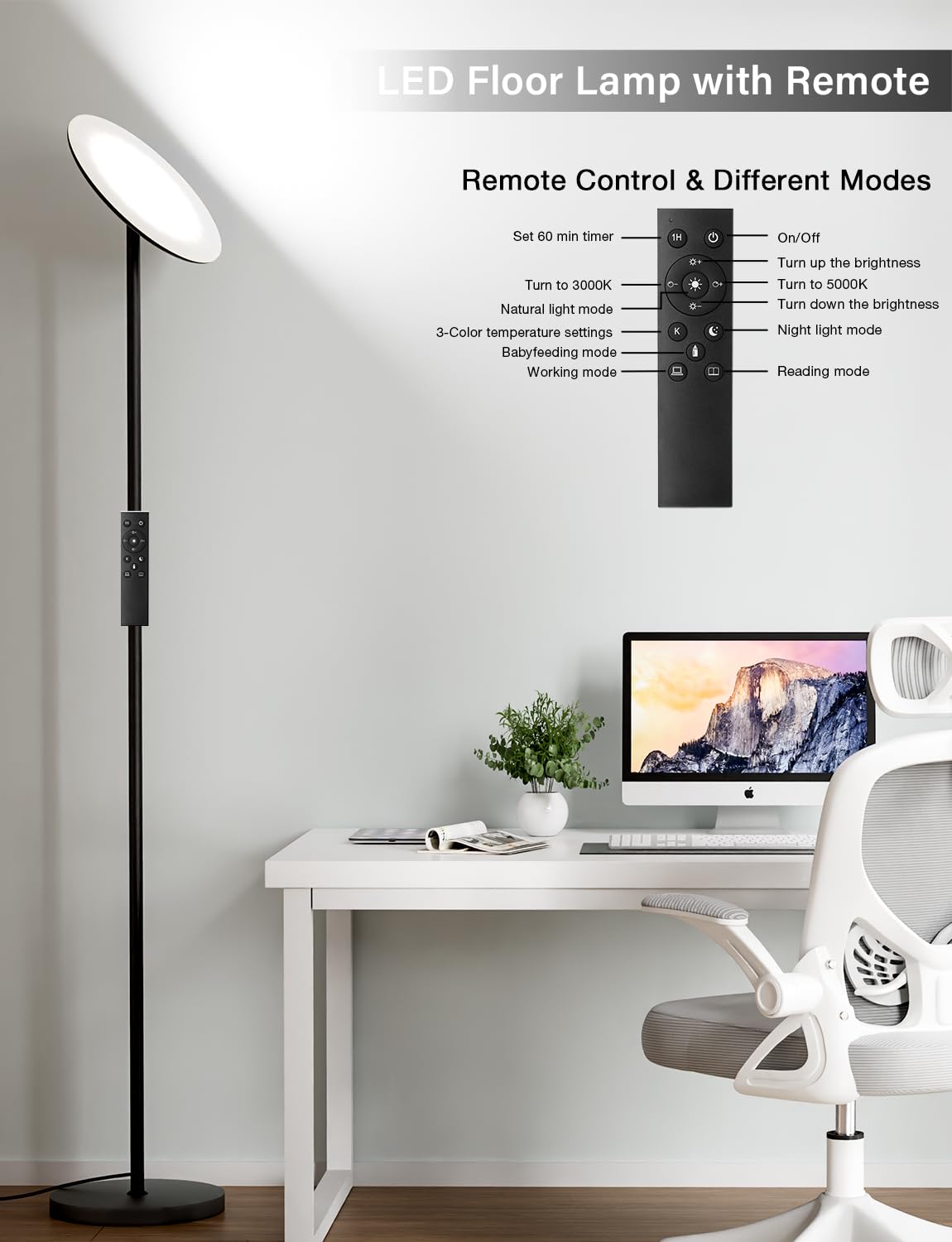 PreeOtti floor lamp touch control panel enables seamless dimming and color adjustment