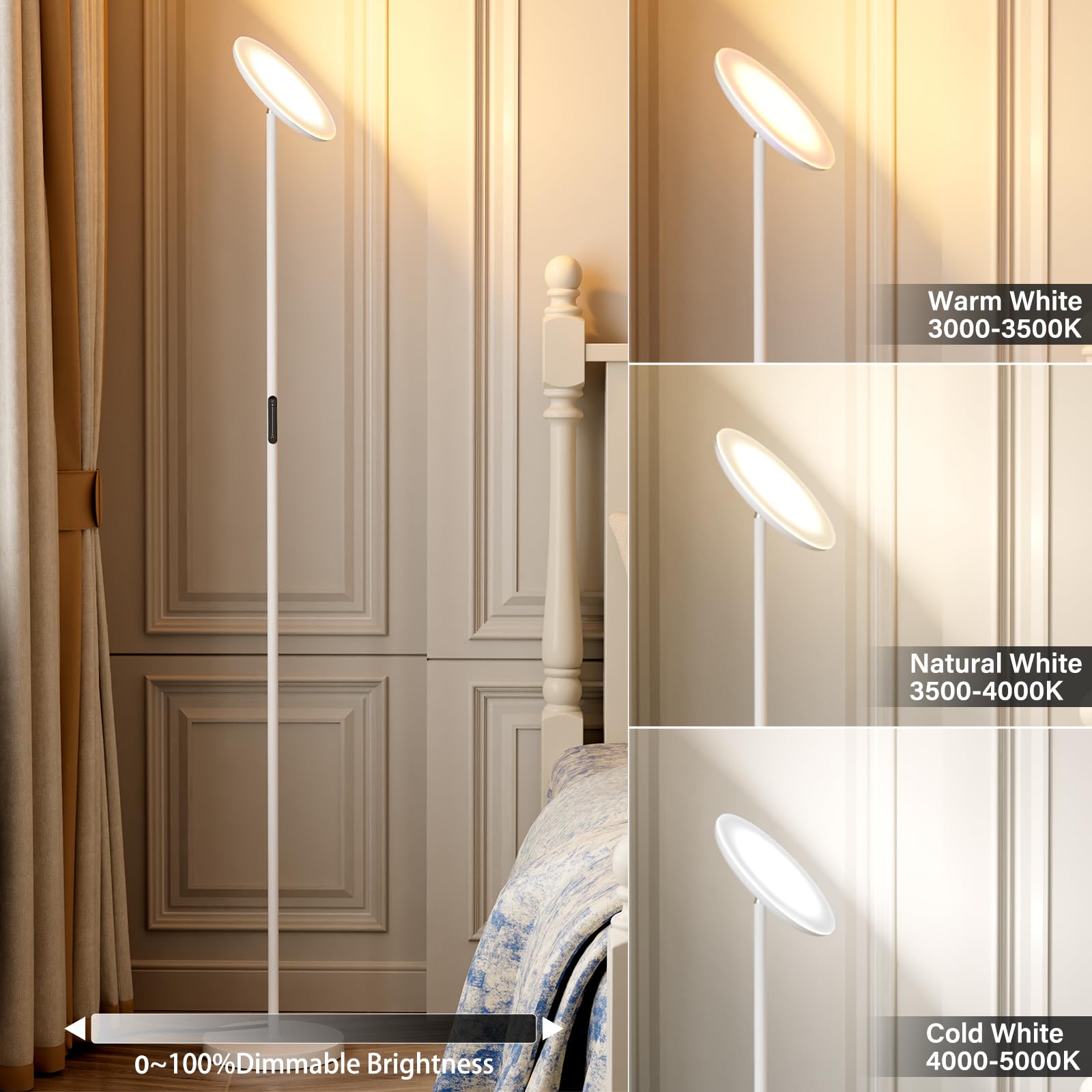 PreeOtti sky torchiere lamp showing heavy base for stability and safety.