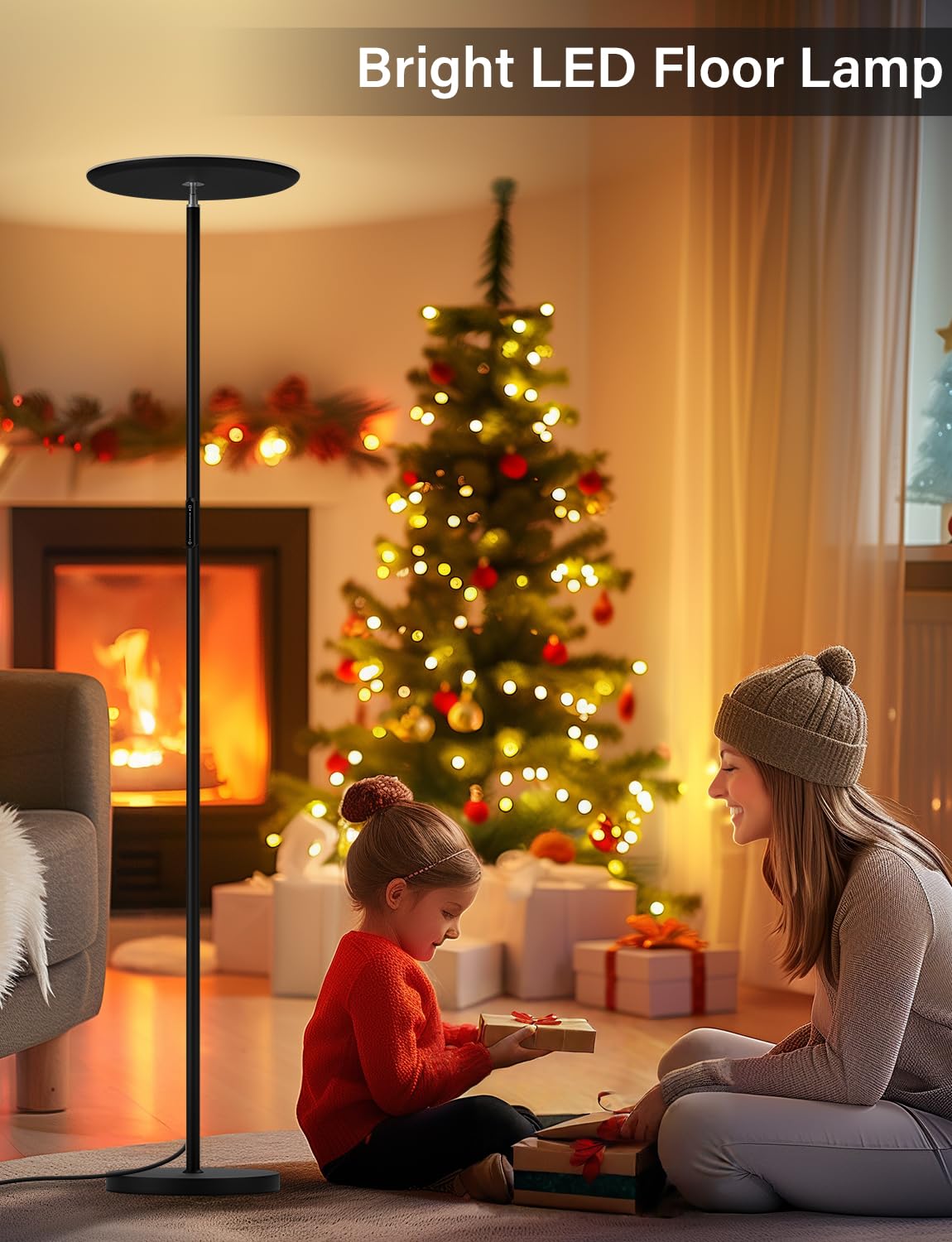 PreeOtti tall lamp shows three color temperatures for warm natural and cool ambiance