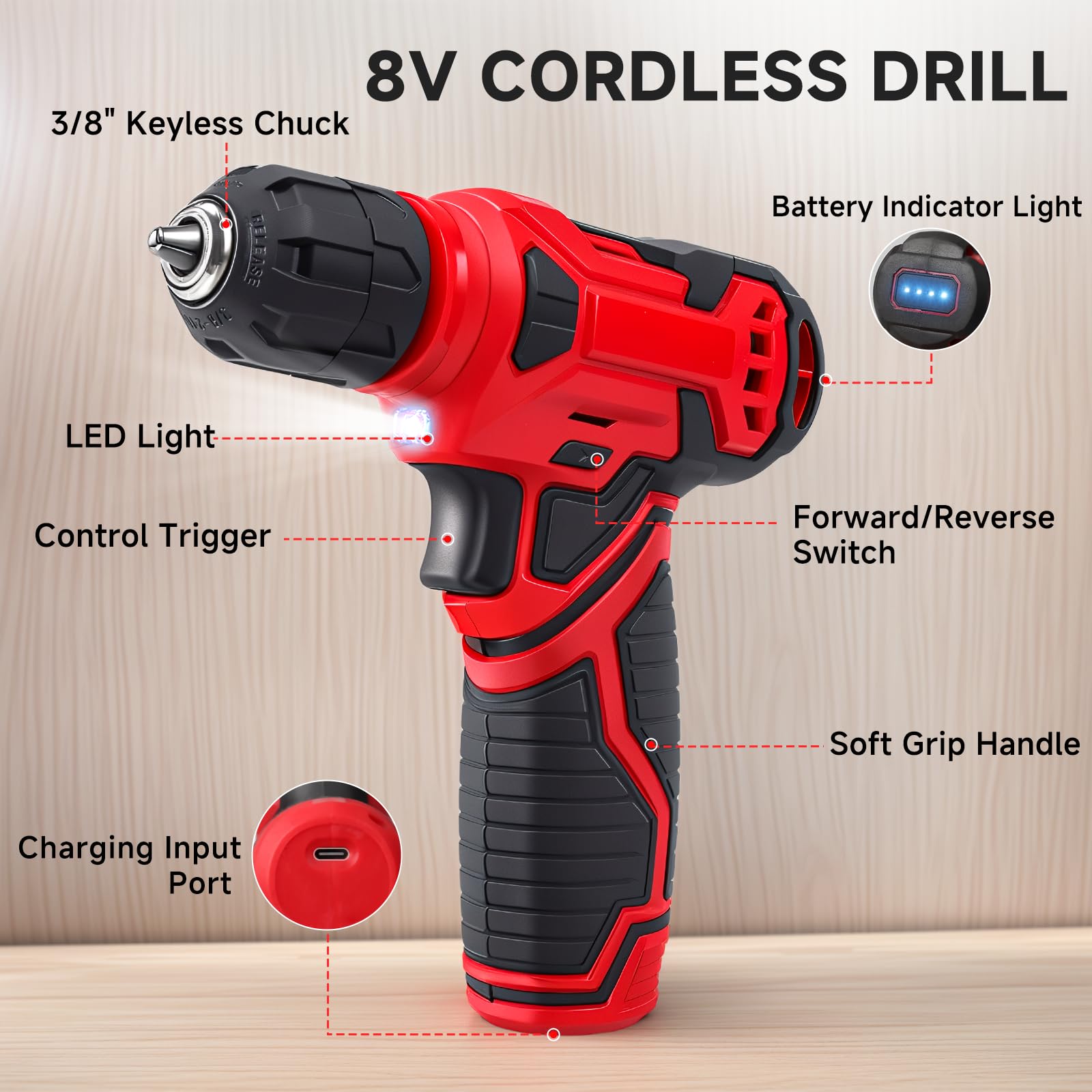 Prekull 10-piece drill bit set for wood, metal and plastic tasks