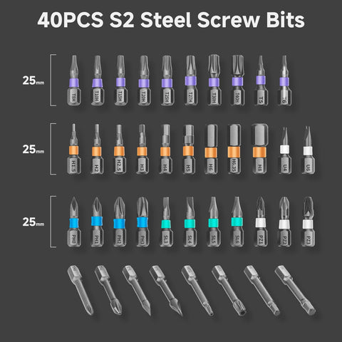 Prekull color-coded bits help quick identification during repairs.