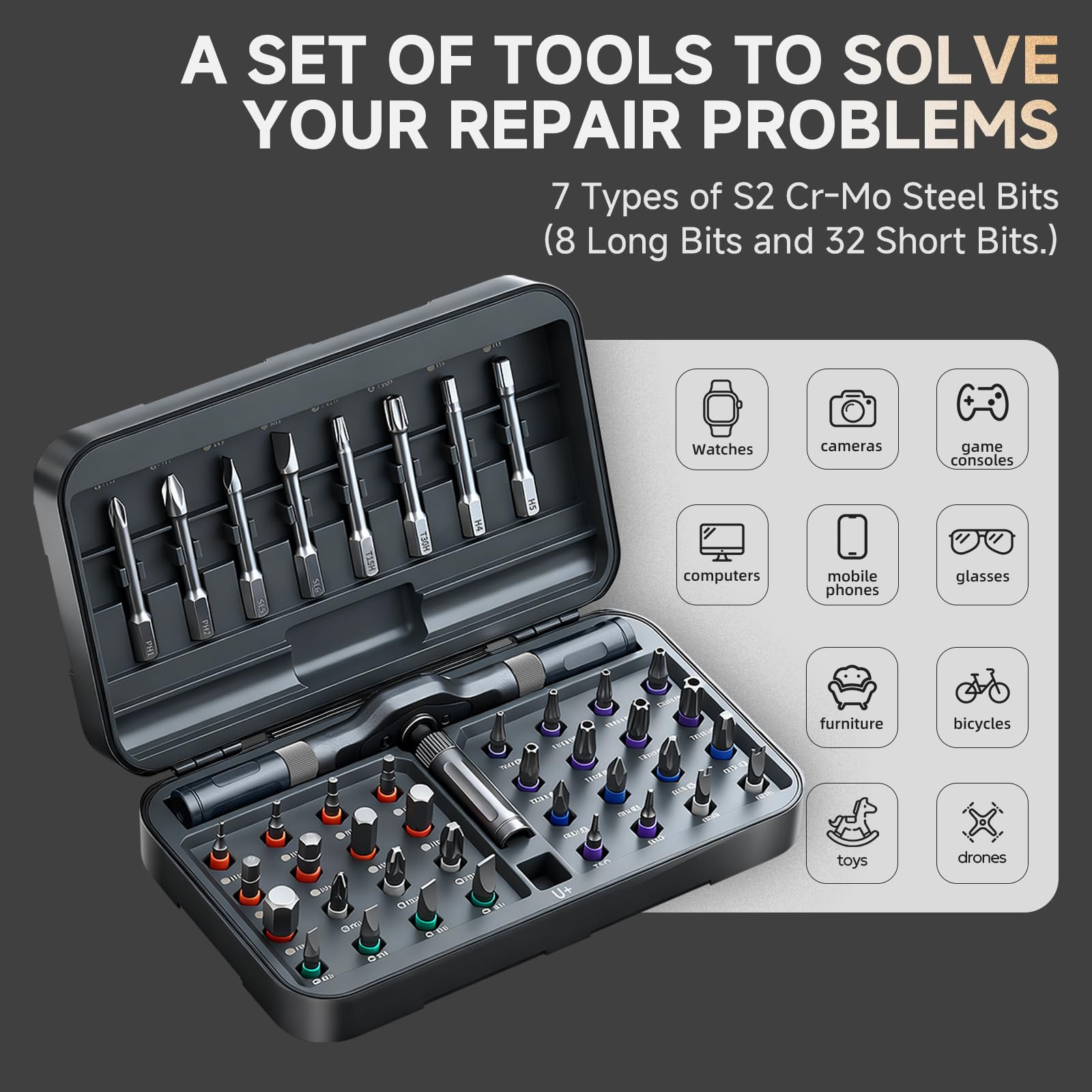Prekull magnetic bit slot secures bits for fast changes.