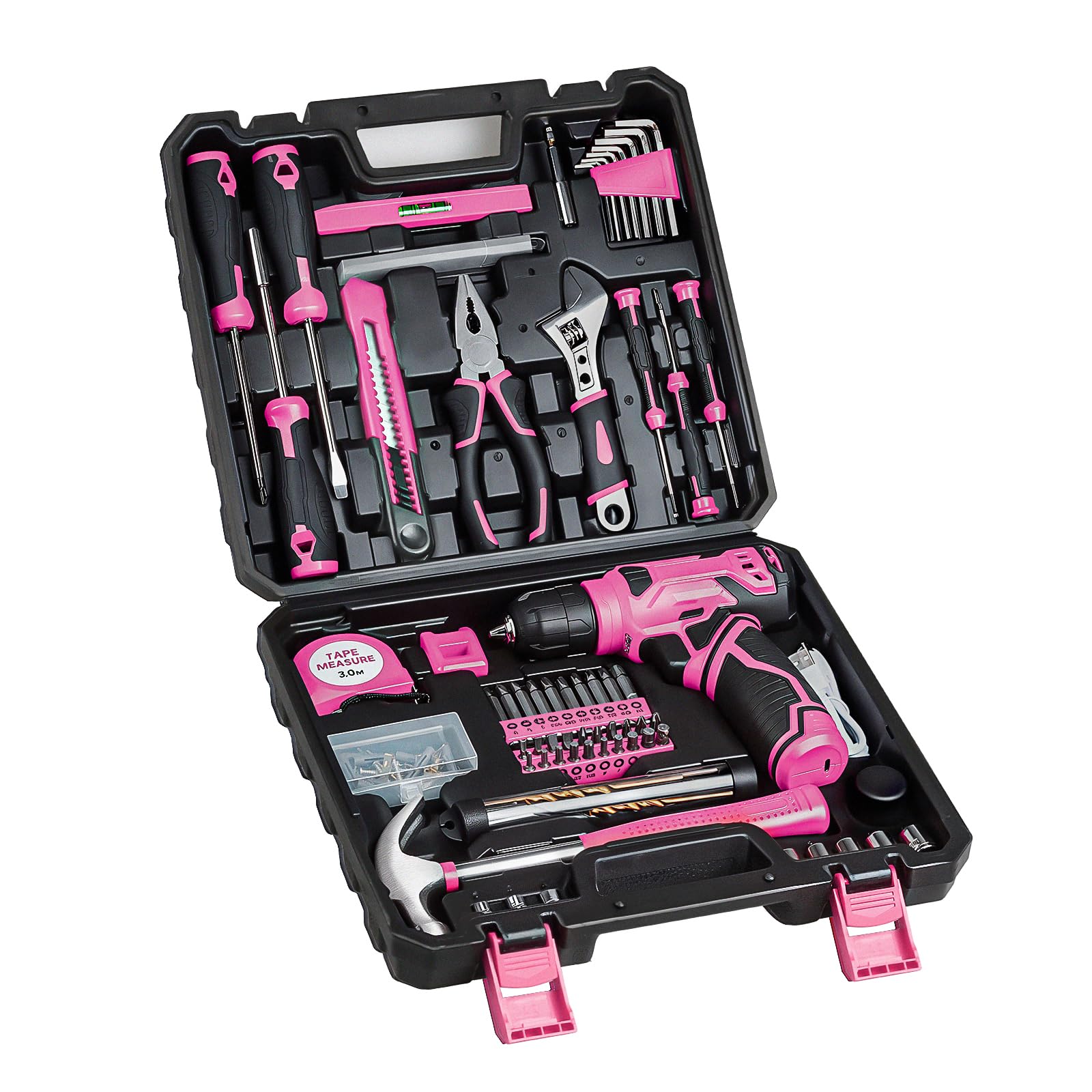 PreKull pink 8V cordless drill front view with LED light for precise home repairs
