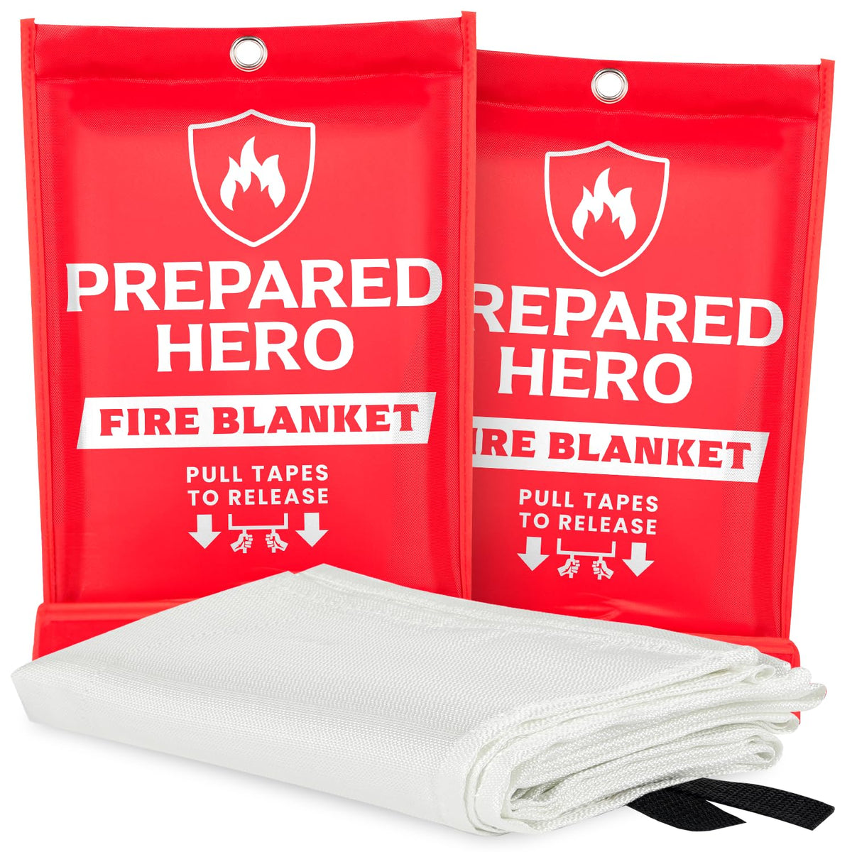 Prepared Hero emergency fire blanket folded for compact storage and quick access.