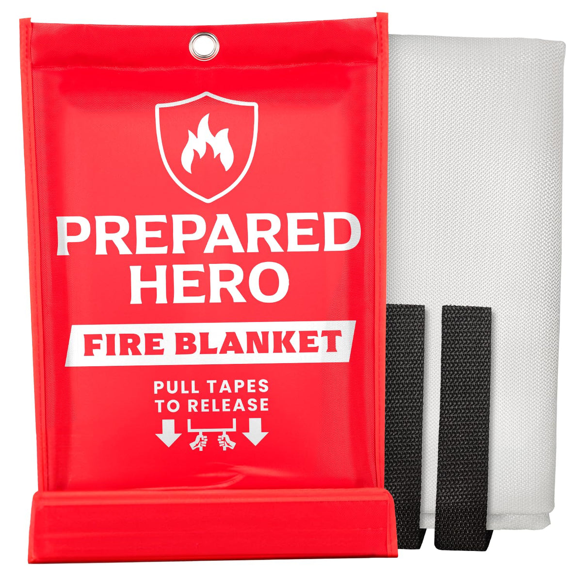 Prepared Hero emergency fire blanket folded for quick grab and use.