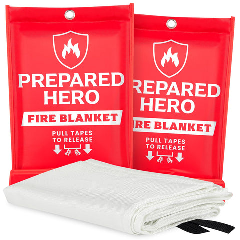 Prepared Hero emergency fire blanket folded for compact storage and quick access.