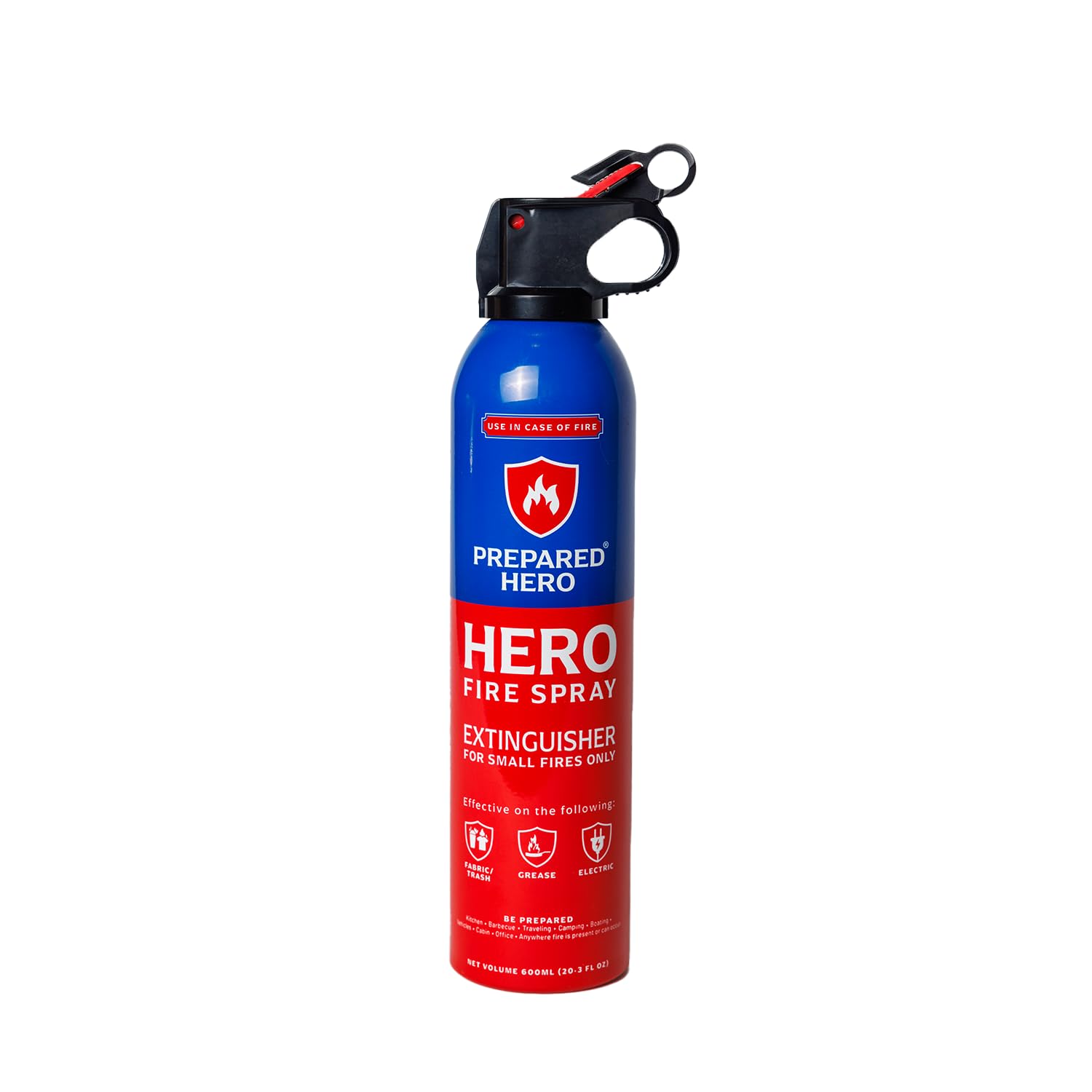 Prepared Hero Fire Spray compact bottle ready for home or car safety.