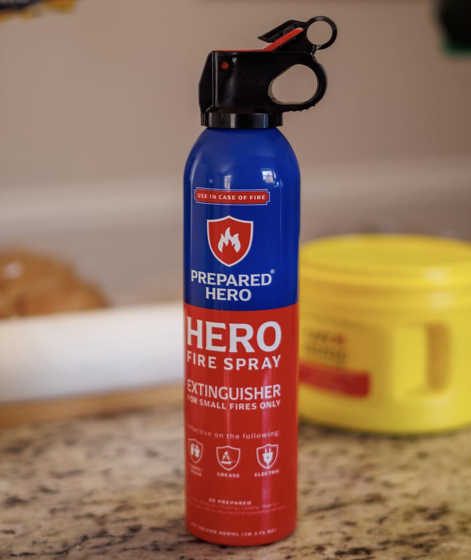 Prepared Hero Fire Spray compact storage in vehicle or drawer.
