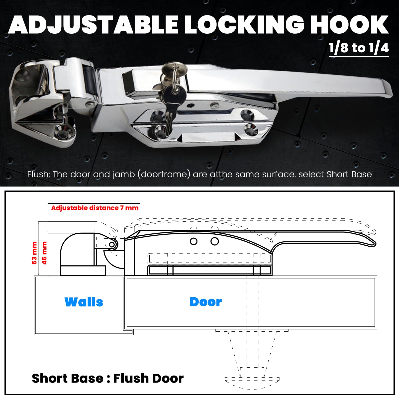 Preruner cooler radial latch with universal compatibility for standard doors.