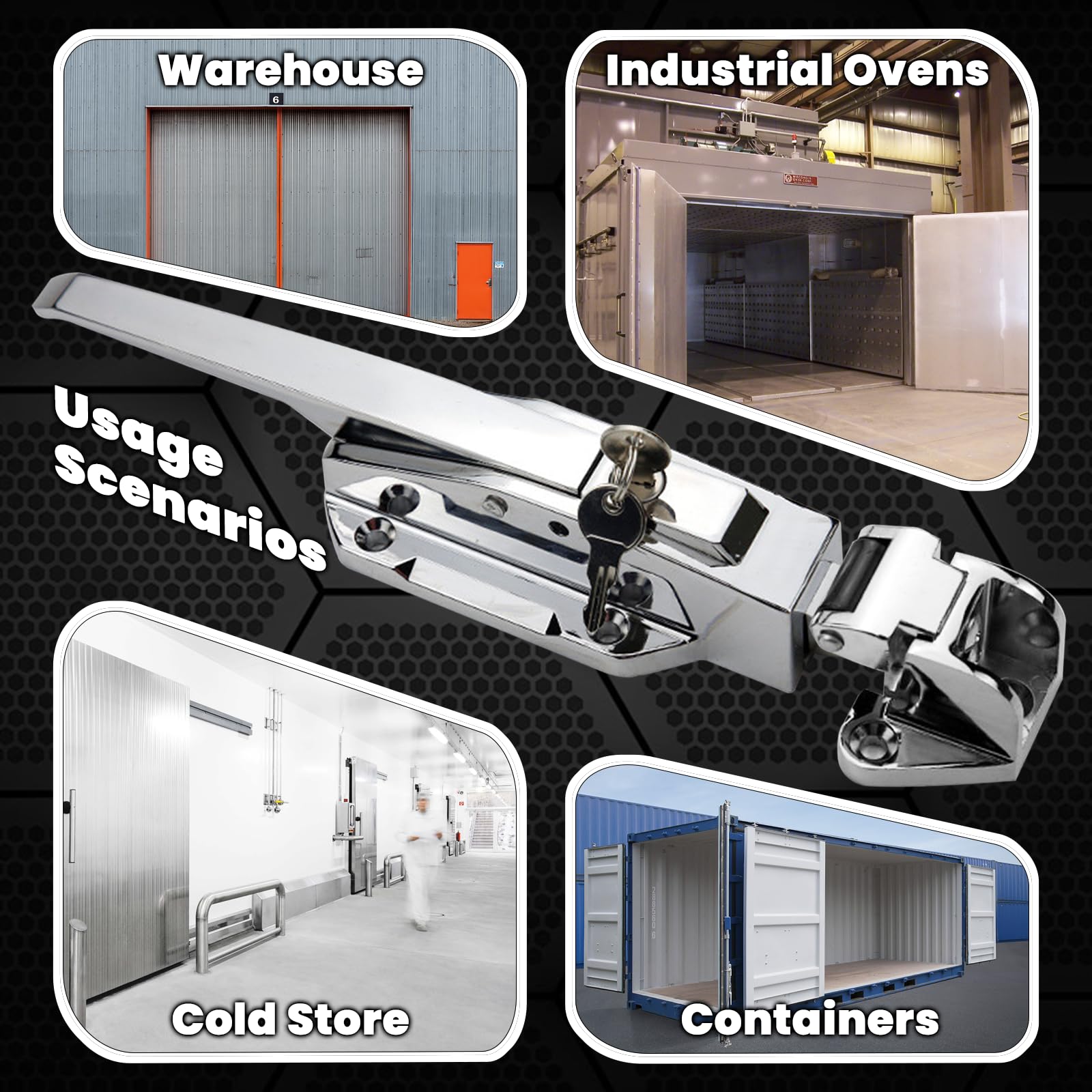 Preruner die-cast latch housing resists wear with chrome finish for longevity.