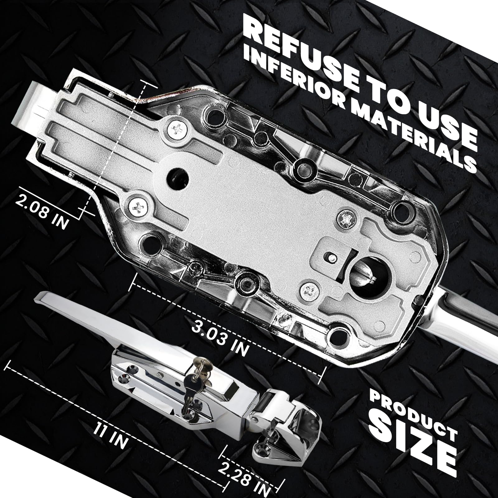 Preruner solid metal interior release handle, 5.9 inches, for durable operation.