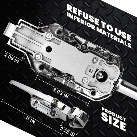 Preruner solid metal interior release handle, 5.9 inches, for durable operation.