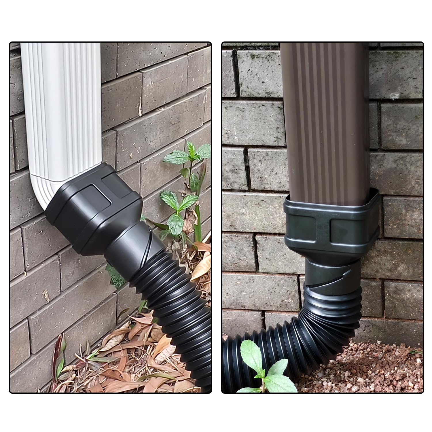 Prestantious 2x3 downspout adapter secures the extension to the downspout.