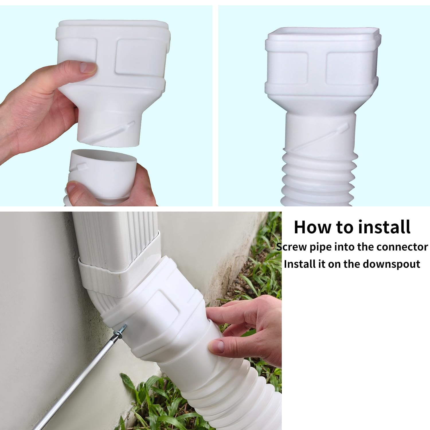 Prestantious 3x4 downspout adapter enables compatibility with larger downspouts