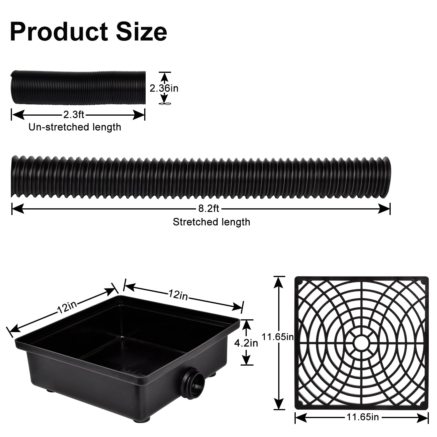 Prestantious downspout extender assembly enables quick setup for flexible drainage.