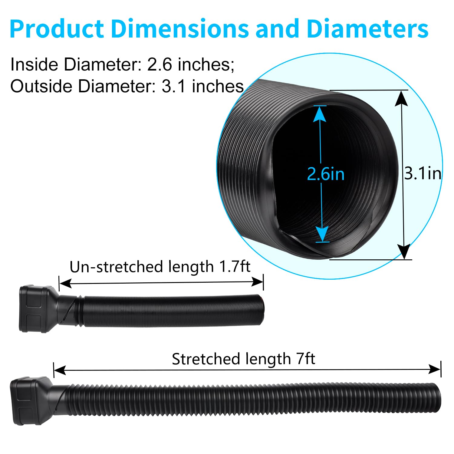 Prestantious 7ft extension for 3x4 downspouts prevents pooling near patios.
