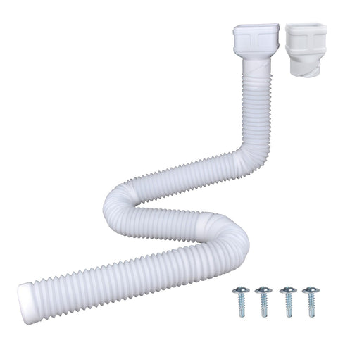 Prestantious 7ft white downspout extensions for flexible rainwater drainage away from foundations.