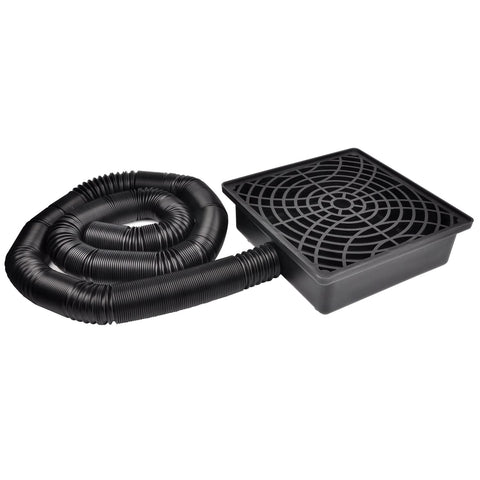 Prestantious low profile catch basin for discreet, flush patio runoff management