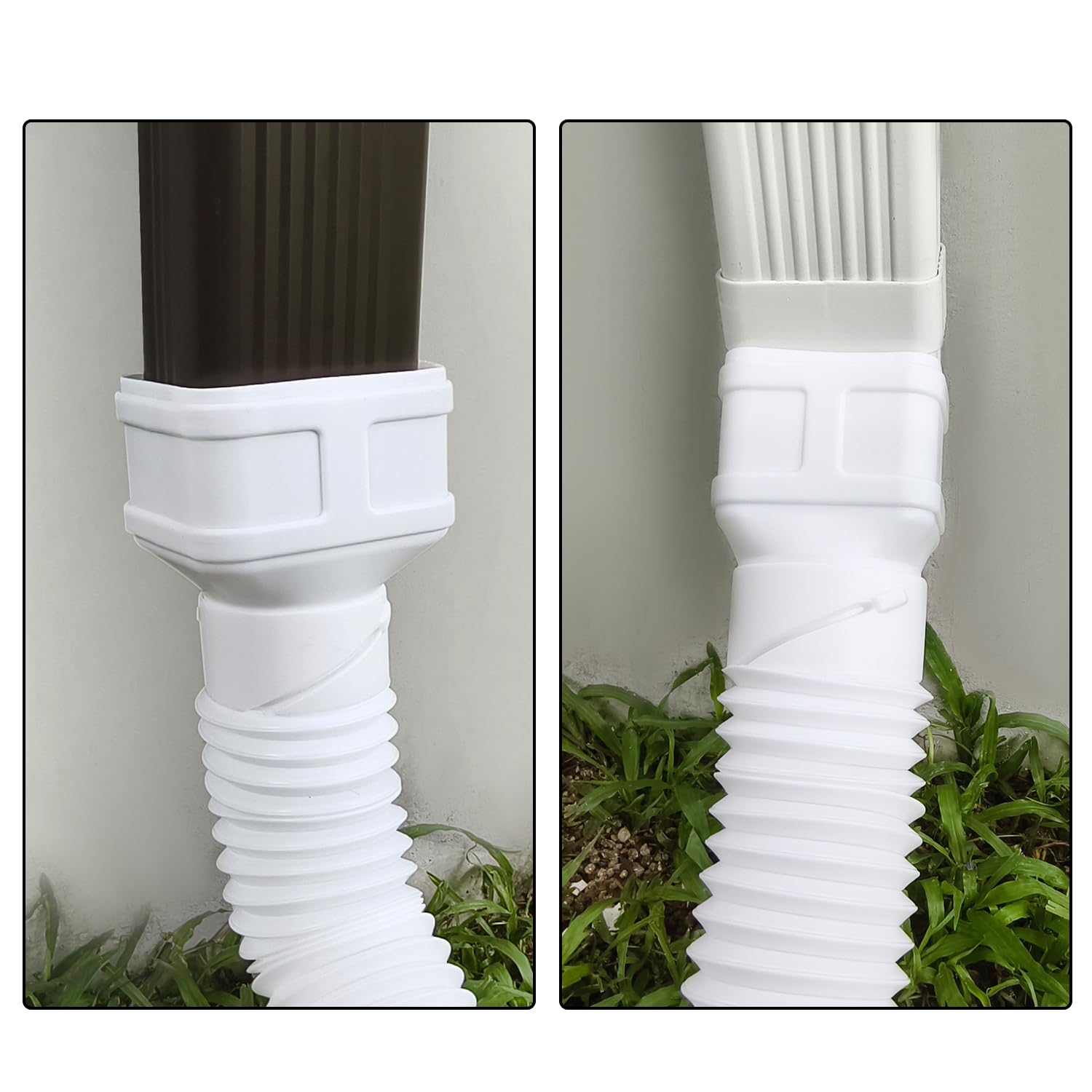 Prestantious water-diversion for gutters helps protect lawns, landscaping, and pathways