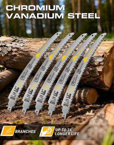 PRETEC chrome vanadium steel blade for rugged wood cutting