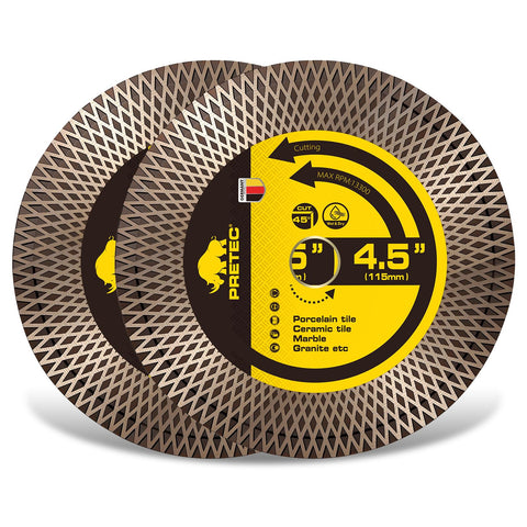 PRETEC diamond blade for 4.5 inch angle grinder with porcelain cutting focus and precision