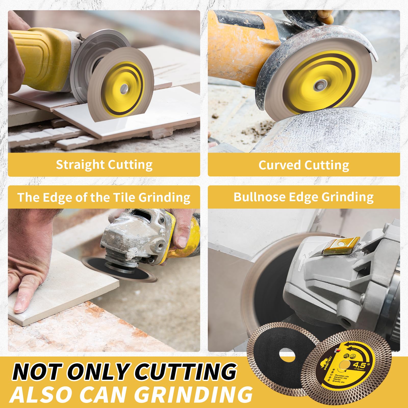 PRETEC dry and wet cutting capability for versatile tile work