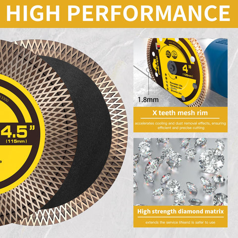 PRETEC edge design for clean tile cuts and minimal debris