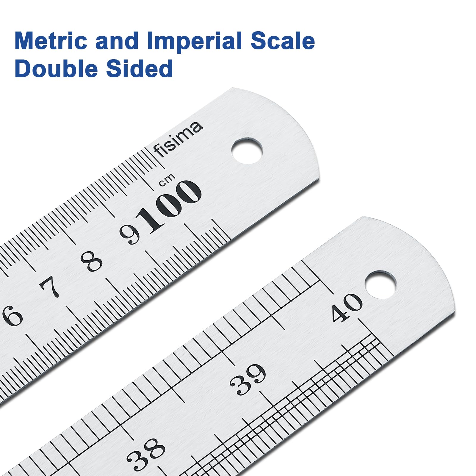 Prettyia stainless steel ruler shows metric and imperial scales on both sides.