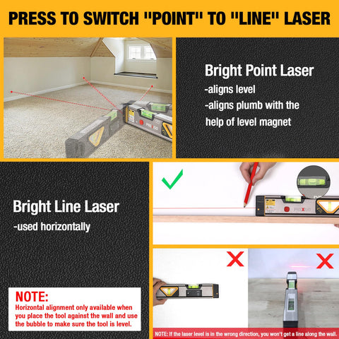 Prexiso laser level displaying the 30 ft horizontal line for straight installations.