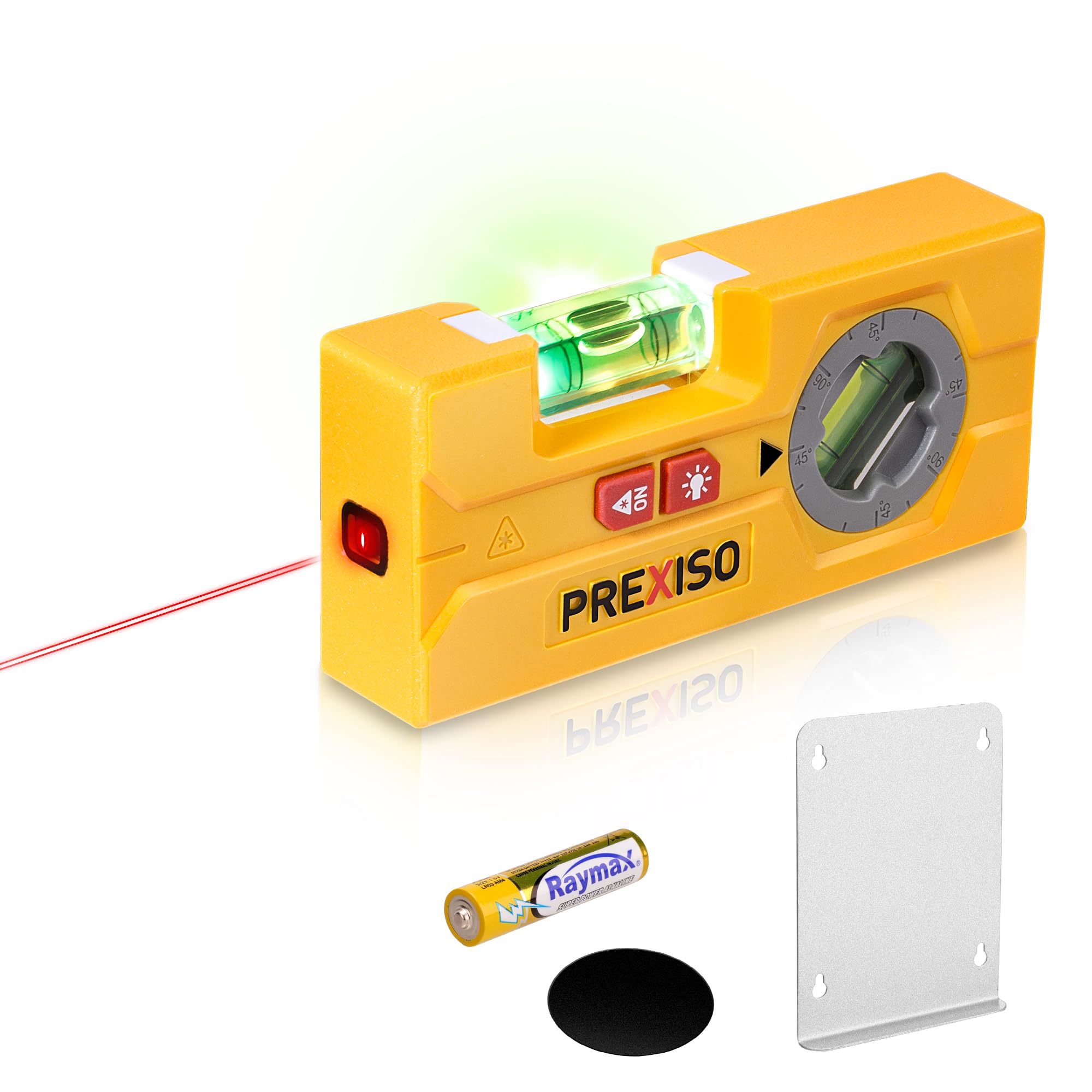 Prexiso 2-in-1 line laser level front view for quick setups