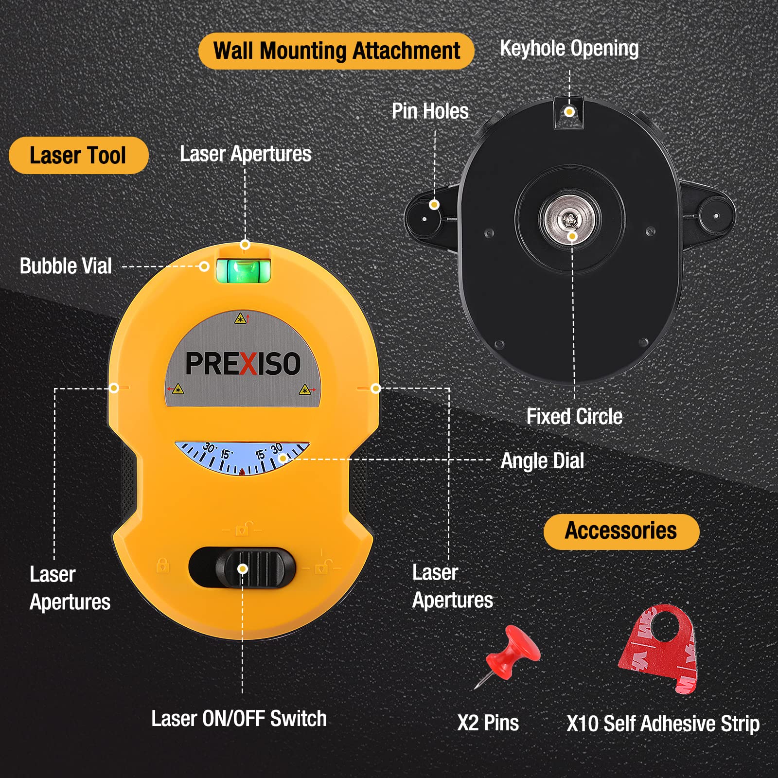 Compact PREXISO laser level fits in a toolbox for woodworking projects