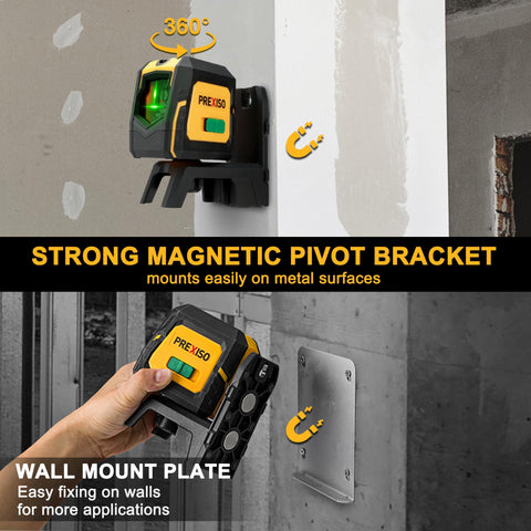 Prexiso green beam projection enhances visibility in bright spaces.