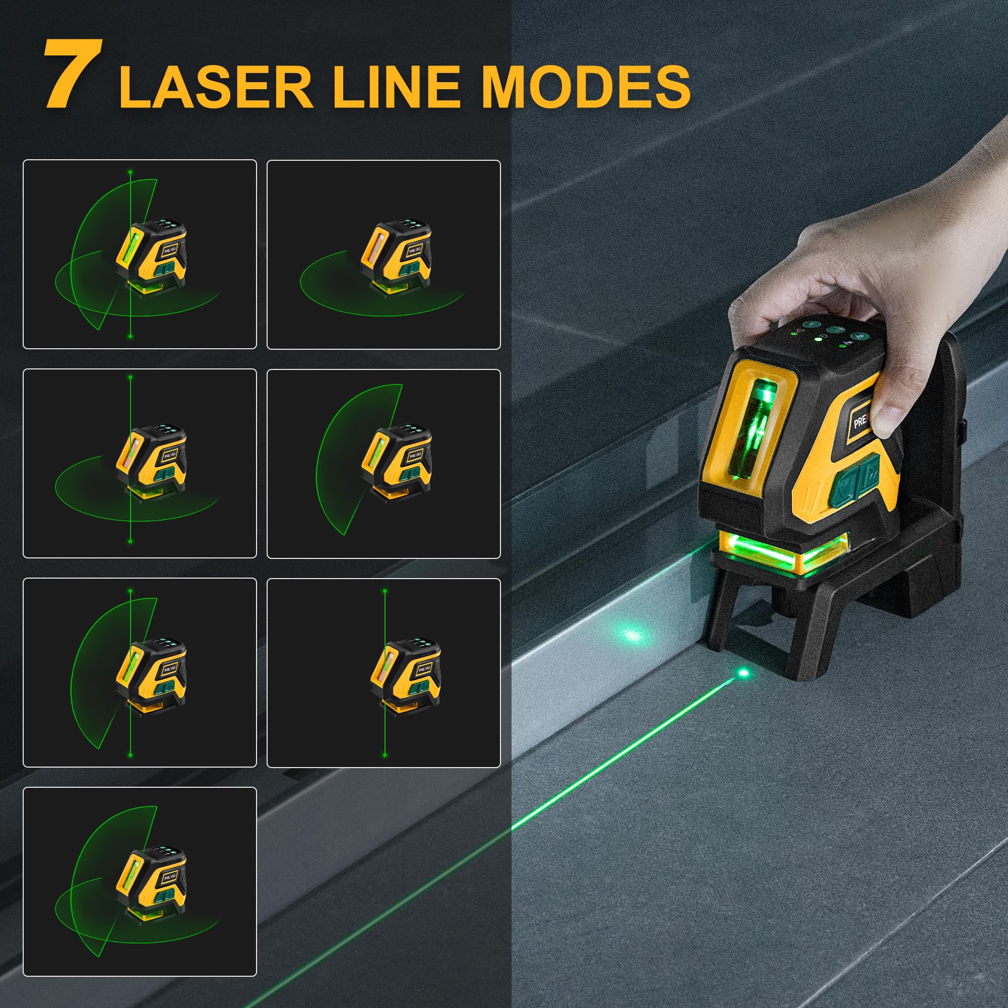 PREXISO laser level 360-degree line enables seamless room layout and alignment.
