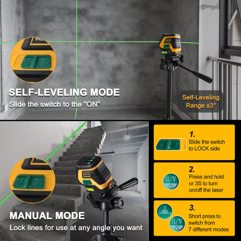 PREXISO laser level outdoor pulse mode helps detect lines with a receiver.