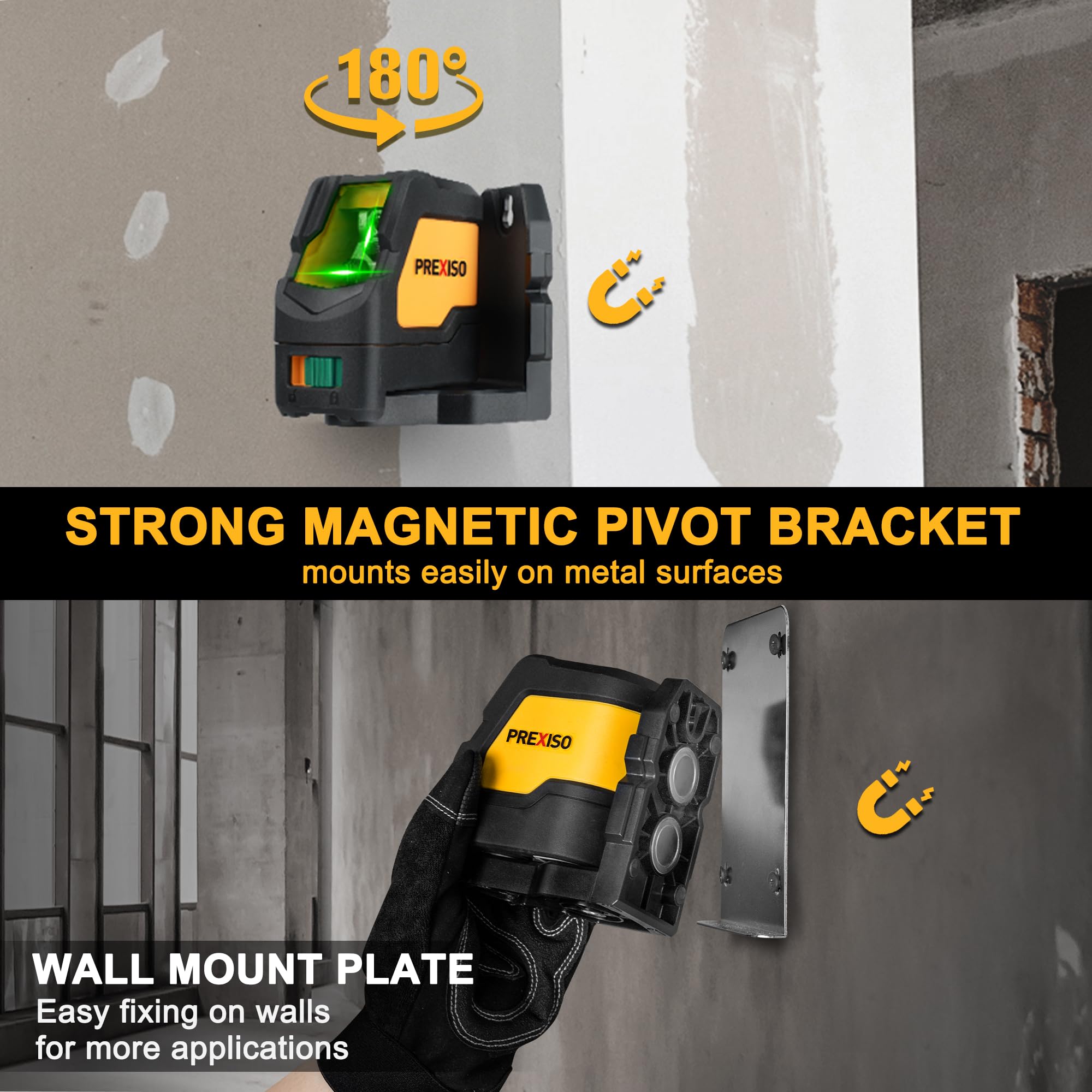 Prexiso laser level self-leveling mode automatically aligns within ±4 degrees