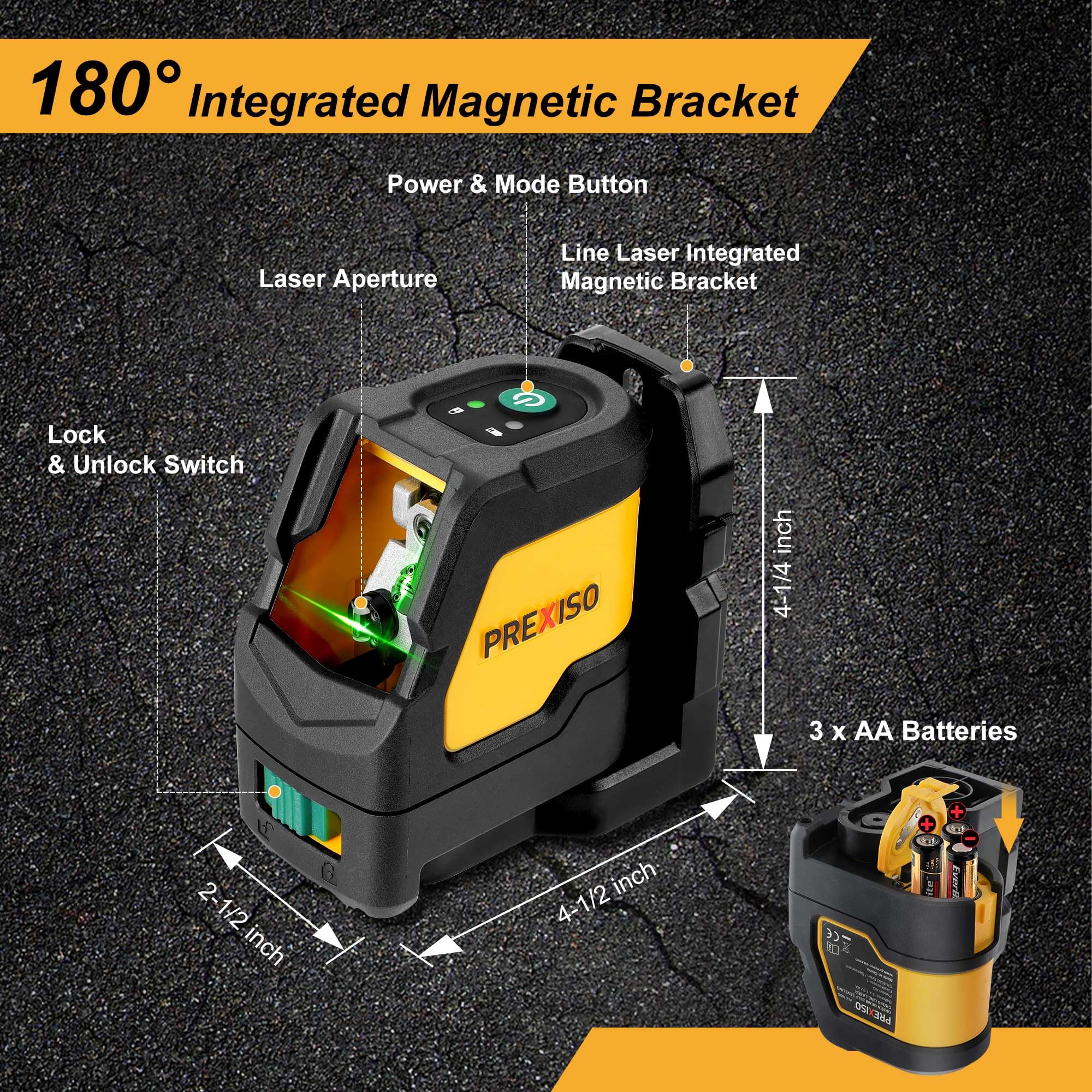 Prexiso laser level wide-angle projection for indoor construction tasks