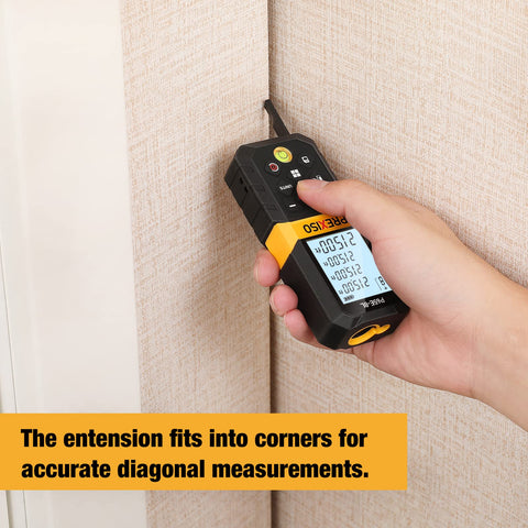 Prexiso laser measure with diagonal extension enables precise diagonal readings