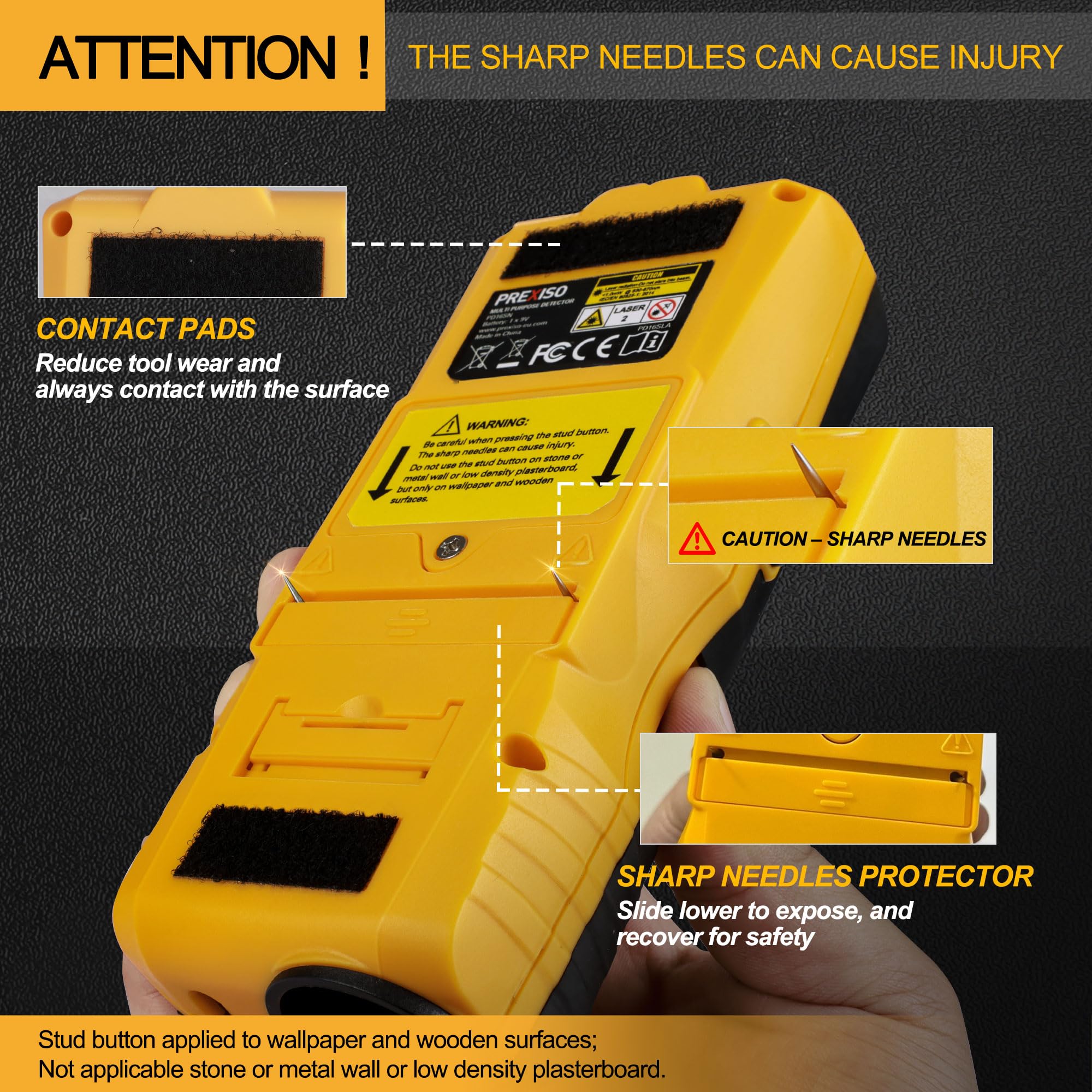 Prexiso metal detection finds metal materials behind walls for safe mounting.