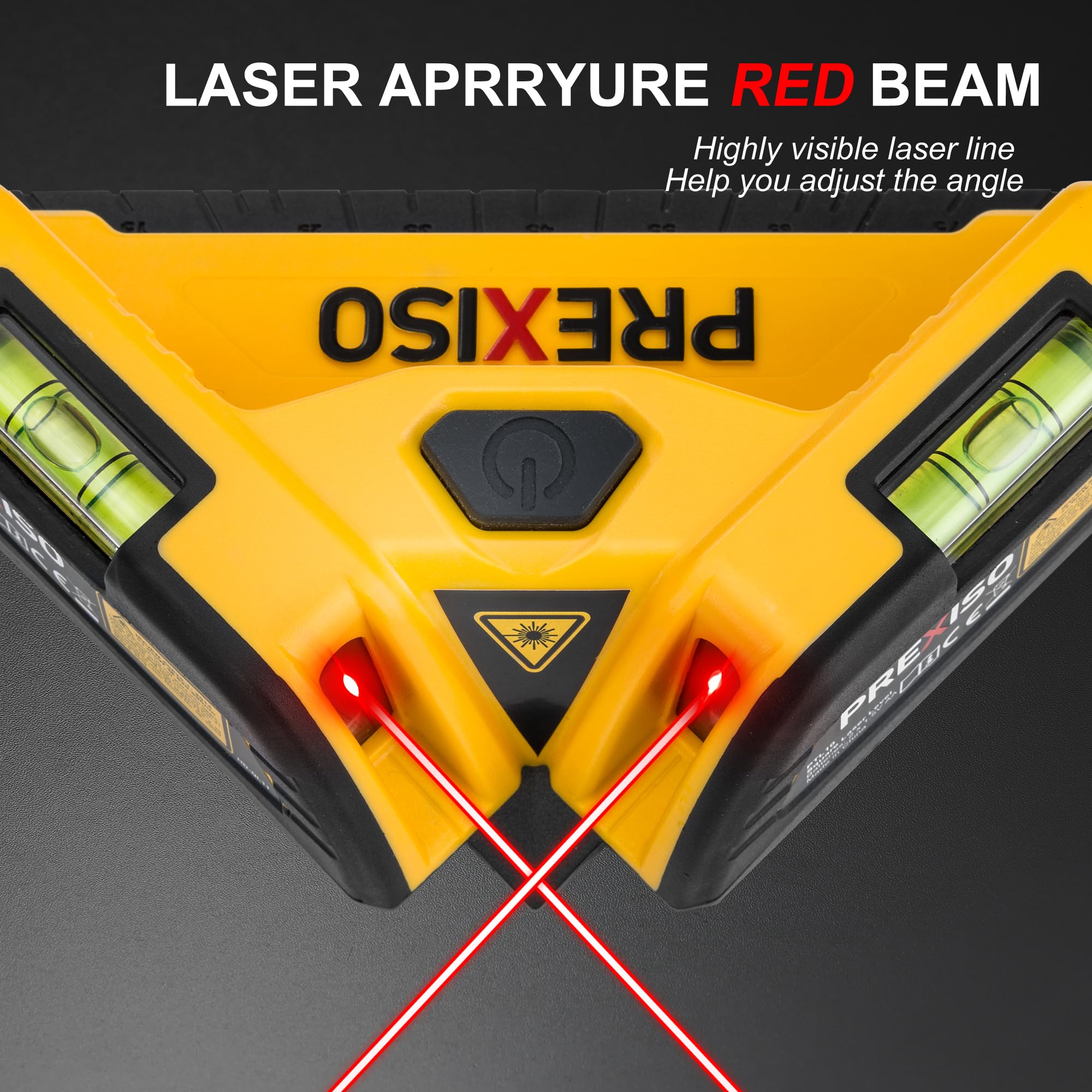 Prexiso Square Laser bubble vials close-up for quick level checks