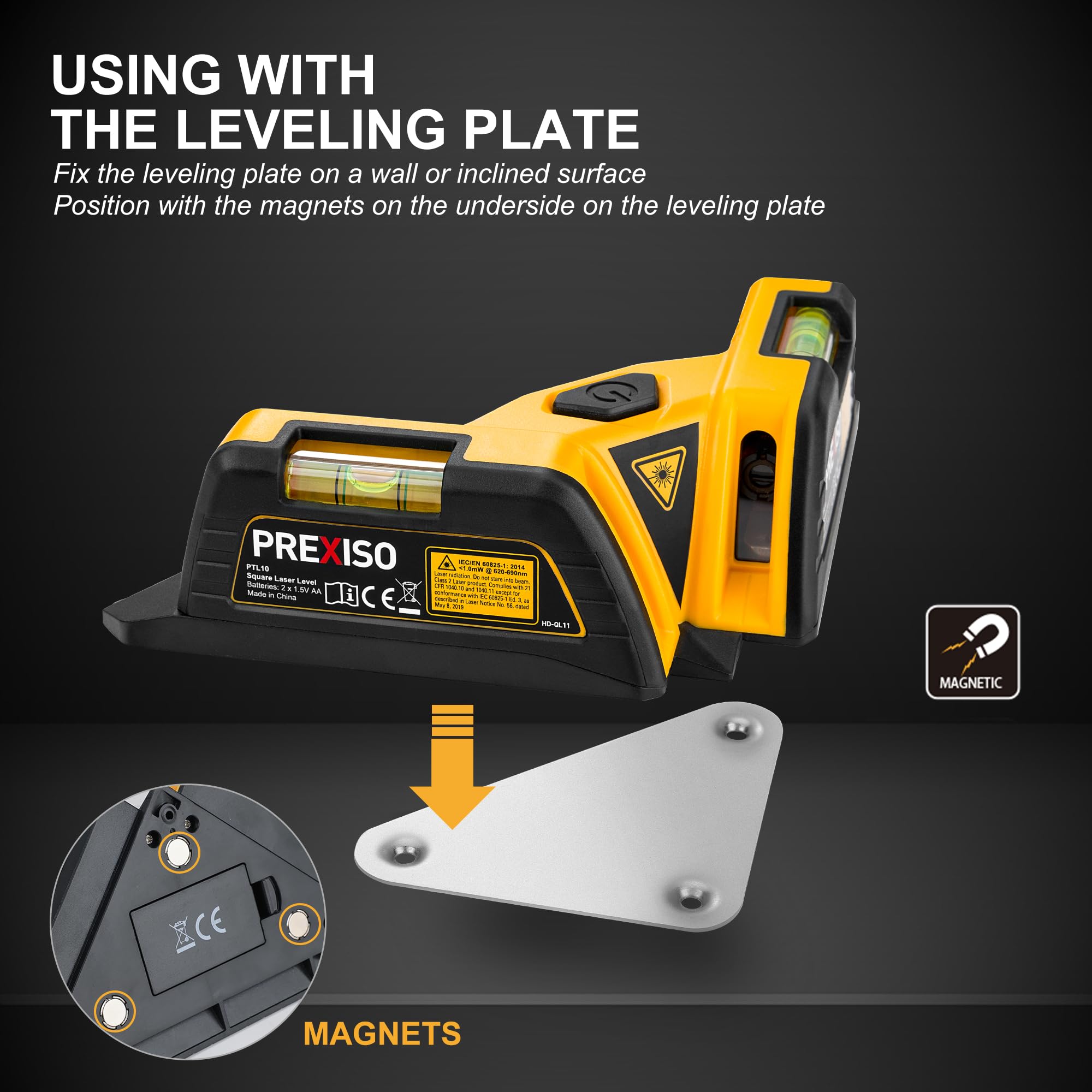 Prexiso Square Laser one-button operation simplifies switching lines on and off