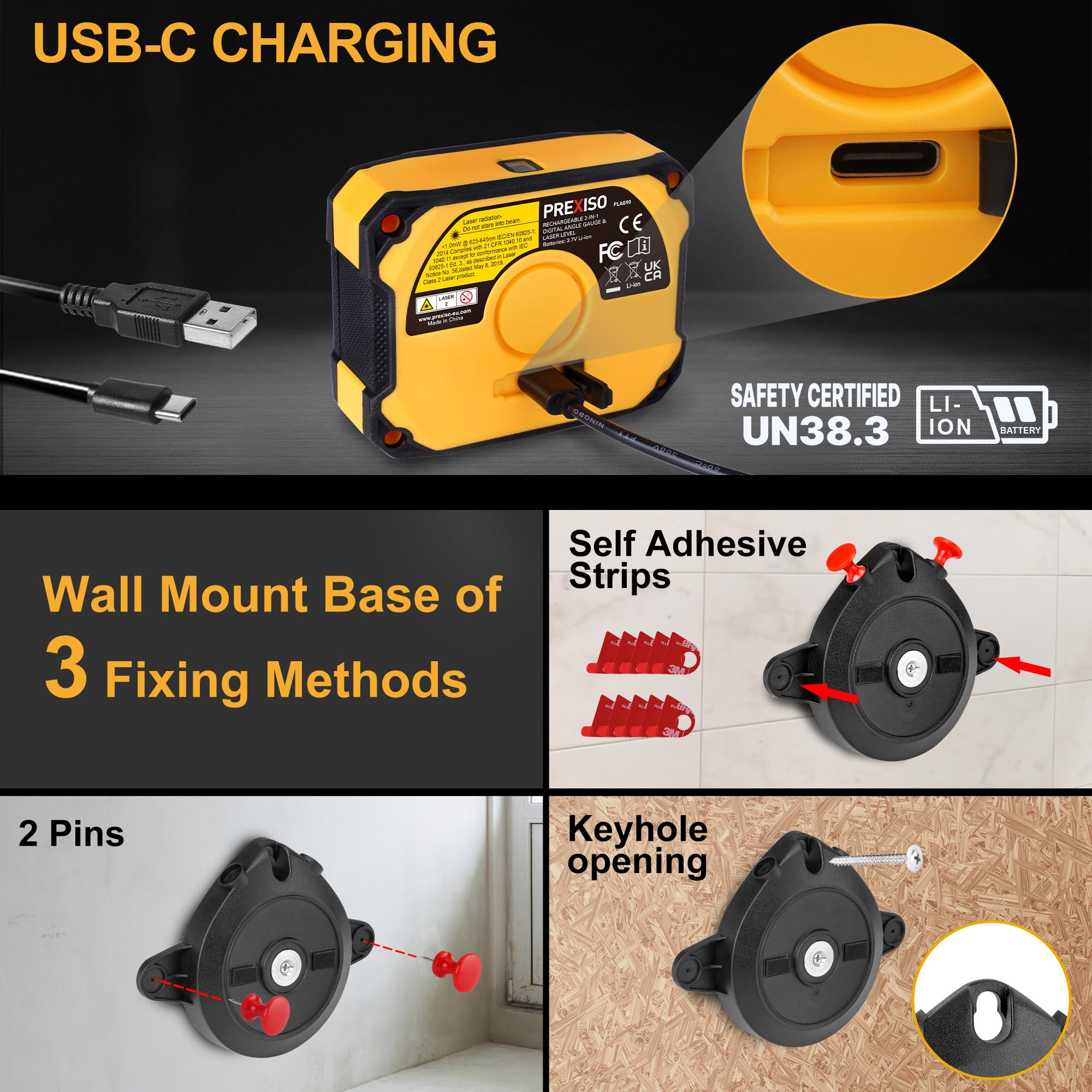 PREXISO wall mount base setup enabling hands-free marking during installation.