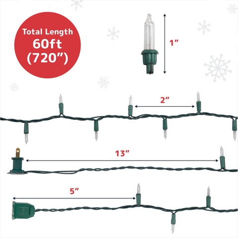 PREXTEX 300-count warm white bulbs create cozy holiday ambiance