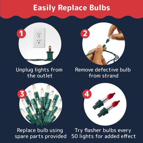 PREXTEX clear bulbs shine on fences and trees