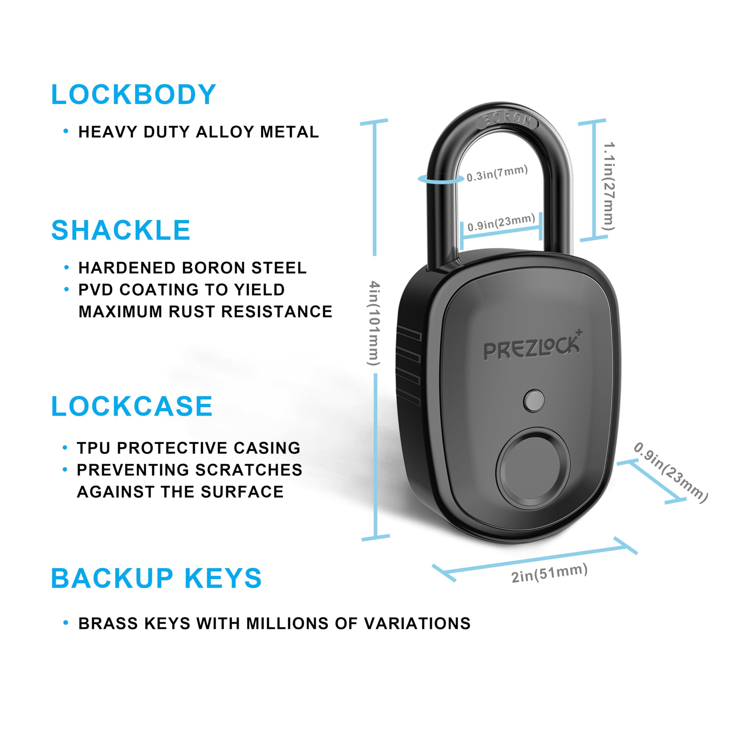 Prezlock biometric module close-up highlighting fast fingerprint recognition.