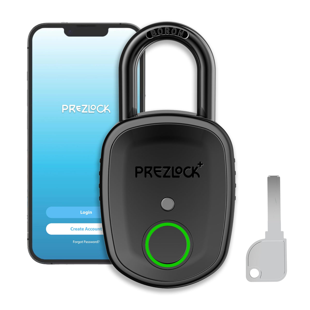 Prezlock smart fingerprint padlock front view shows quick access and security.
