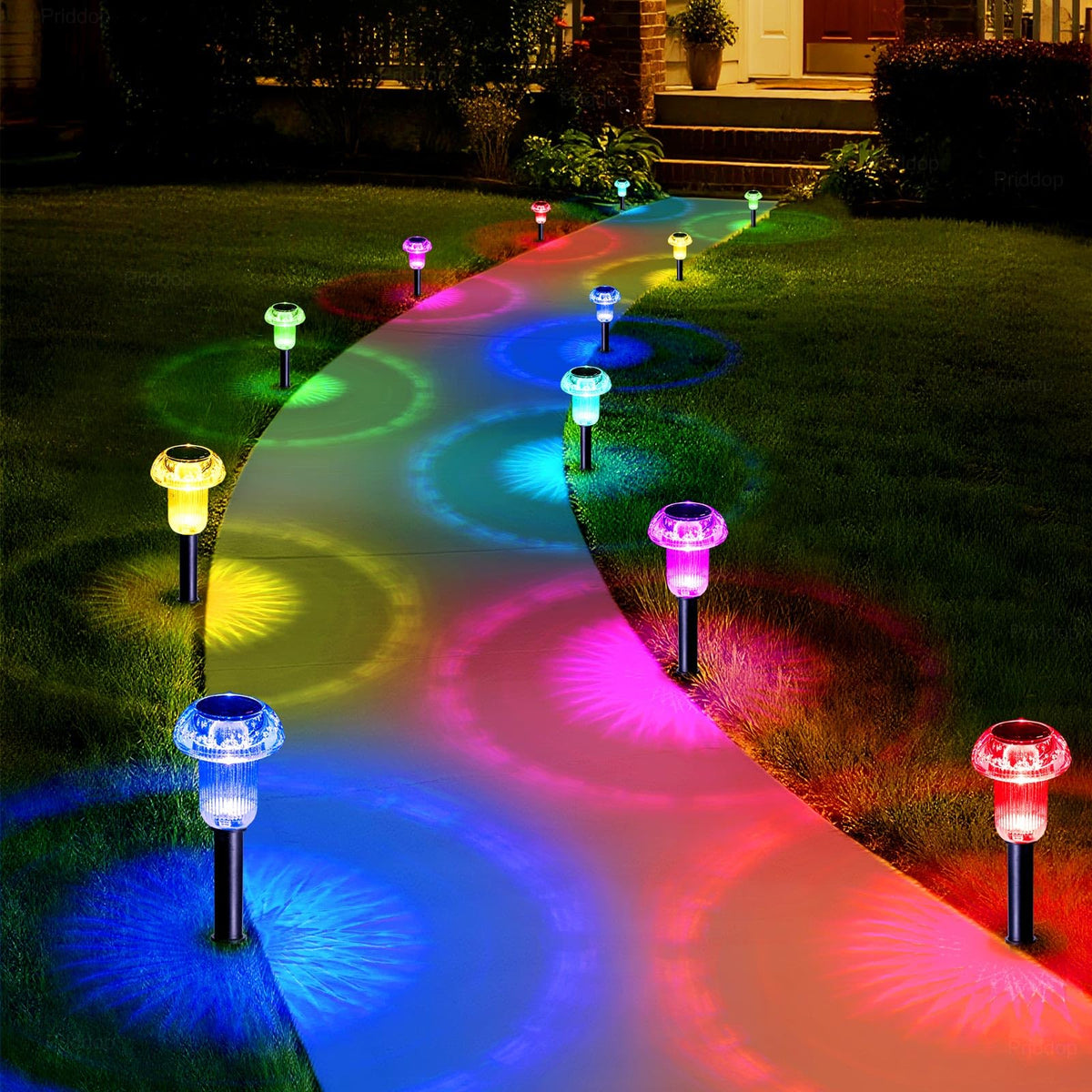 Priddop outdoor pathway lights provide ambient illumination for safe evening strolls