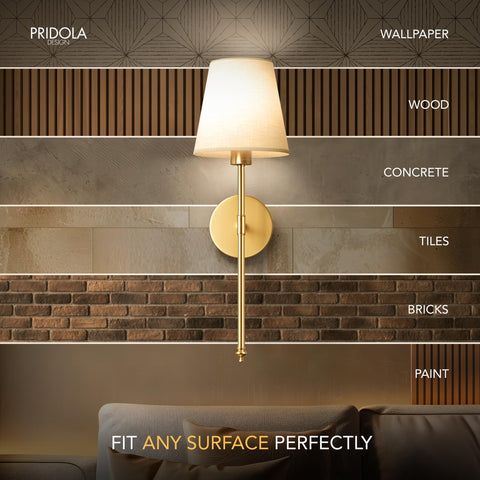PRIDOLA living room setup with two sconces offers balanced, soft illumination